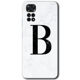 Xiaomi Redmi Note 11S 5G Global Beyaz Mermer Desenli B Harfi Baskılı Uyumlu Silikon Kılıf