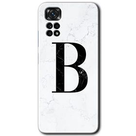 Xiaomi Redmi Note 11S 5G Global Beyaz Mermer Desenli B Harfi Baskılı Uyumlu Silikon Kılıf