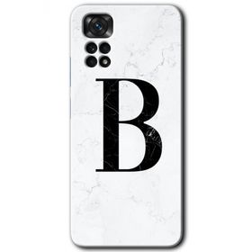 Xiaomi Redmi Note 11S 5G Global Beyaz Mermer Desenli B Harfi Baskılı Uyumlu Silikon Kılıf