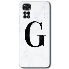 Xiaomi Redmi Note 11S 5G Global Beyaz Mermer Desenli G Harfi Baskılı Uyumlu Silikon Kılıf