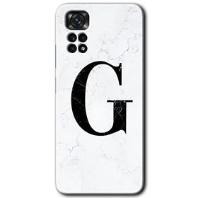 Xiaomi Redmi Note 11S 5G Global Beyaz Mermer Desenli G Harfi Baskılı Uyumlu Silikon Kılıf