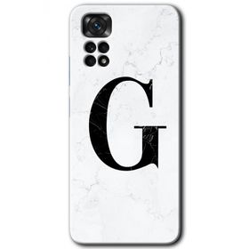 Xiaomi Redmi Note 11S 5G Global Beyaz Mermer Desenli G Harfi Baskılı Uyumlu Silikon Kılıf