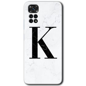 Xiaomi Redmi Note 11S 5G Global Beyaz Mermer Desenli K Harfi Baskılı Uyumlu Silikon Kılıf