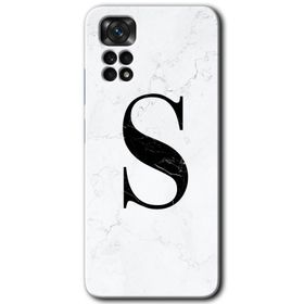 Xiaomi Redmi Note 11S 5G Global Beyaz Mermer Desenli M Harfi Baskılı Uyumlu Silikon Kılıf
