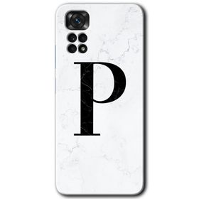 Xiaomi Redmi Note 11S 5G Global Beyaz Mermer Desenli P Harfi Baskılı Uyumlu Silikon Kılıf