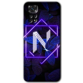 Xiaomi Redmi Note 11S 5G Global Dark Neon Yaprak N Harfi Baskılı Uyumlu Silikon Kılıf
