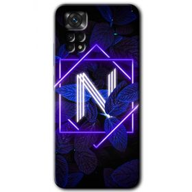 Xiaomi Redmi Note 11S 5G Global Dark Neon Yaprak N Harfi Baskılı Uyumlu Silikon Kılıf