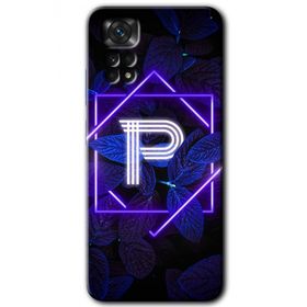 Xiaomi Redmi Note 11S 5G Global Dark Neon Yaprak P Harfi Baskılı Uyumlu Silikon Kılıf