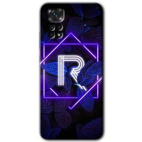 Xiaomi Redmi Note 11S 5G Global Dark Neon Yaprak R Harfi Baskılı Uyumlu Silikon Kılıf