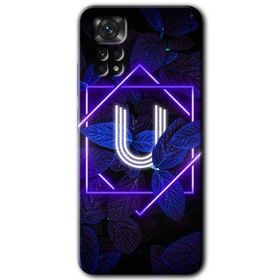 Xiaomi Redmi Note 11S 5G Global Dark Neon Yaprak U Harfi Baskılı Uyumlu Silikon Kılıf