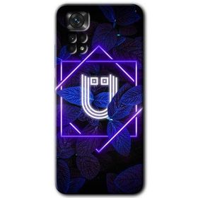 Xiaomi Redmi Note 11S 5G Global Dark Neon Yaprak U Harfi Baskılı Uyumlu Silikon Kılıf
