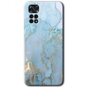 Xiaomi Redmi Note 11S 5G Global Mavi Gold Mermer Baskılı Uyumlu Silikon Kılıf