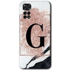 Xiaomi Redmi Note 11S 5G Global Pembe Mermer Desenli G Harfi Baskılı Uyumlu Silikon Kılıf