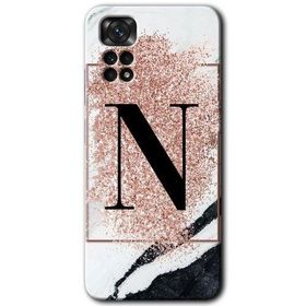 Xiaomi Redmi Note 11S 5G Global Pembe Mermer Desenli N Harfi Baskılı Uyumlu Silikon Kılıf