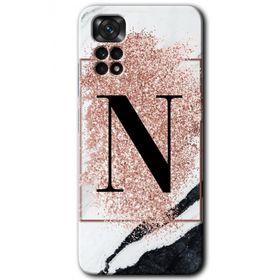 Xiaomi Redmi Note 11S 5G Global Pembe Mermer Desenli N Harfi Baskılı Uyumlu Silikon Kılıf
