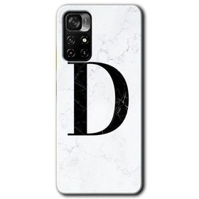 Xiaomi Redmi Note 11T Beyaz Mermer Desenli D Harfi Baskılı Uyumlu Silikon Kılıf