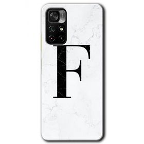 Xiaomi Redmi Note 11T Beyaz Mermer Desenli F Harfi Baskılı Uyumlu Silikon Kılıf