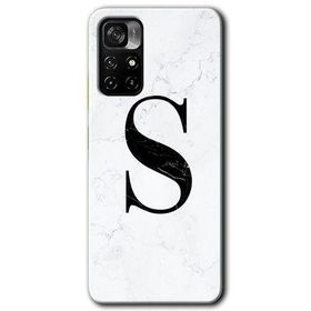 Xiaomi Redmi Note 11T Beyaz Mermer Desenli S Harfi Baskılı Uyumlu Silikon Kılıf
