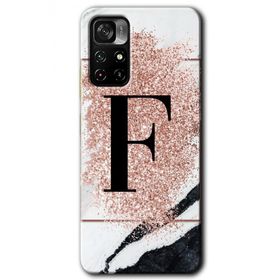Xiaomi Redmi Note 11T Pembe Mermer Desenli F Harfi Baskılı Uyumlu Silikon Kılıf