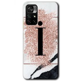 Xiaomi Redmi Note 11T Pembe Mermer Desenli İ Harfi Baskılı Uyumlu Silikon Kılıf
