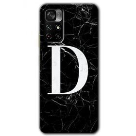 Xiaomi Redmi Note 11T Siyah Mermer Desenli D Harfi Baskılı Uyumlu Silikon Kılıf