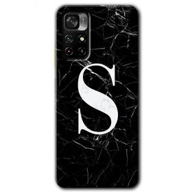 Xiaomi Redmi Note 11T Siyah Mermer Desenli S Harfi Baskılı Uyumlu Silikon Kılıf