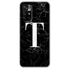Xiaomi Redmi Note 11T Siyah Mermer Desenli T Harfi Baskılı Uyumlu Silikon Kılıf