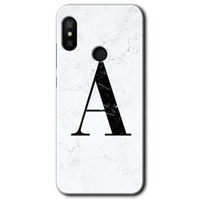 Xiaomi Redmi Note 6 Pro Beyaz Mermer Desenli A Harfi Baskılı Uyumlu Silikon Kılıf