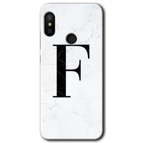 Xiaomi Redmi Note 6 Pro Beyaz Mermer Desenli F Harfi Baskılı Uyumlu Silikon Kılıf
