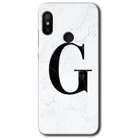 Xiaomi Redmi Note 6 Pro Beyaz Mermer Desenli G Harfi Baskılı Uyumlu Silikon Kılıf