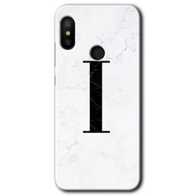 Xiaomi Redmi Note 6 Pro Beyaz Mermer Desenli I Harfi Baskılı Uyumlu Silikon Kılıf
