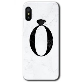Xiaomi Redmi Note 6 Pro Beyaz Mermer Desenli Ö Harfi Baskılı Uyumlu Silikon Kılıf