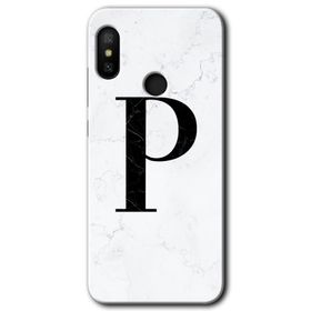 Xiaomi Redmi Note 6 Pro Beyaz Mermer Desenli P Harfi Baskılı Uyumlu Silikon Kılıf