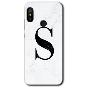 Xiaomi Redmi Note 6 Pro Beyaz Mermer Desenli Ş Harfi Baskılı Uyumlu Silikon Kılıf