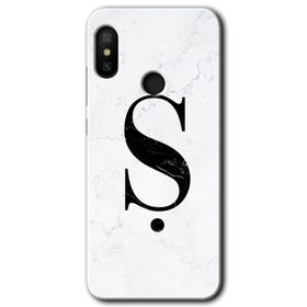 Xiaomi Redmi Note 6 Pro Beyaz Mermer Desenli Ş Harfi Baskılı Uyumlu Silikon Kılıf