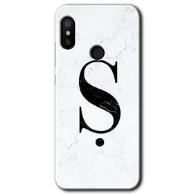 Xiaomi Redmi Note 6 Pro Beyaz Mermer Desenli Ş Harfi Baskılı Uyumlu Silikon Kılıf
