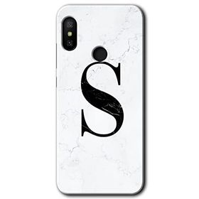 Xiaomi Redmi Note 6 Pro Beyaz Mermer Desenli Ş Harfi Baskılı Uyumlu Silikon Kılıf