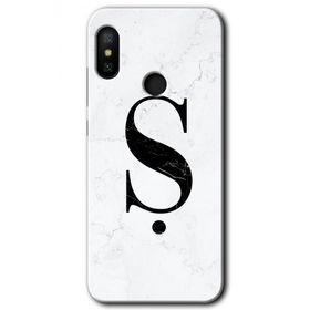 Xiaomi Redmi Note 6 Pro Beyaz Mermer Desenli Ş Harfi Baskılı Uyumlu Silikon Kılıf
