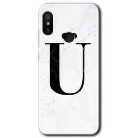 Xiaomi Redmi Note 6 Pro Beyaz Mermer Desenli Ü Harfi Baskılı Uyumlu Silikon Kılıf