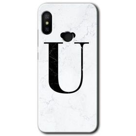 Xiaomi Redmi Note 6 Pro Beyaz Mermer Desenli Ü Harfi Baskılı Uyumlu Silikon Kılıf