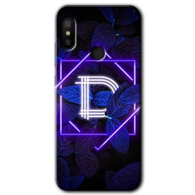 Xiaomi Redmi Note 6 Pro Dark Neon Yaprak D Harfi Baskılı Uyumlu Silikon Kılıf
