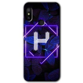 Xiaomi Redmi Note 6 Pro Dark Neon Yaprak H Harfi Baskılı Uyumlu Silikon Kılıf