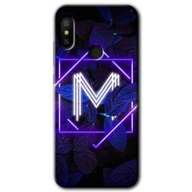Xiaomi Redmi Note 6 Pro Dark Neon Yaprak M Harfi Baskılı Uyumlu Silikon Kılıf
