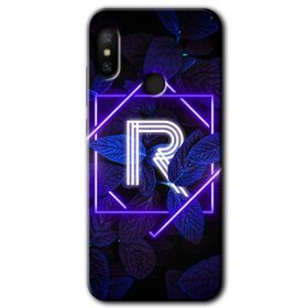 Xiaomi Redmi Note 6 Pro Dark Neon Yaprak P Harfi Baskılı Uyumlu Silikon Kılıf