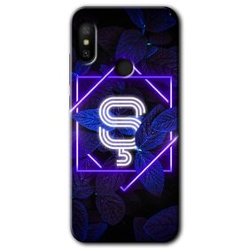 Xiaomi Redmi Note 6 Pro Dark Neon Yaprak P Harfi Baskılı Uyumlu Silikon Kılıf