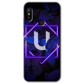 Xiaomi Redmi Note 6 Pro Dark Neon Yaprak Ü Harfi Baskılı Uyumlu Silikon Kılıf
