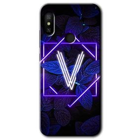 Xiaomi Redmi Note 6 Pro Dark Neon Yaprak V Harfi Baskılı Uyumlu Silikon Kılıf