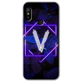 Xiaomi Redmi Note 6 Pro Dark Neon Yaprak V Harfi Baskılı Uyumlu Silikon Kılıf