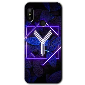 Xiaomi Redmi Note 6 Pro Dark Neon Yaprak Y Harfi Baskılı Uyumlu Silikon Kılıf