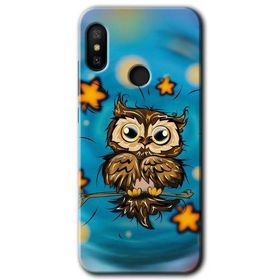 Xiaomi Redmi Note 6 Pro Owl Bird Stars Baskılı Uyumlu Silikon Kılıf
